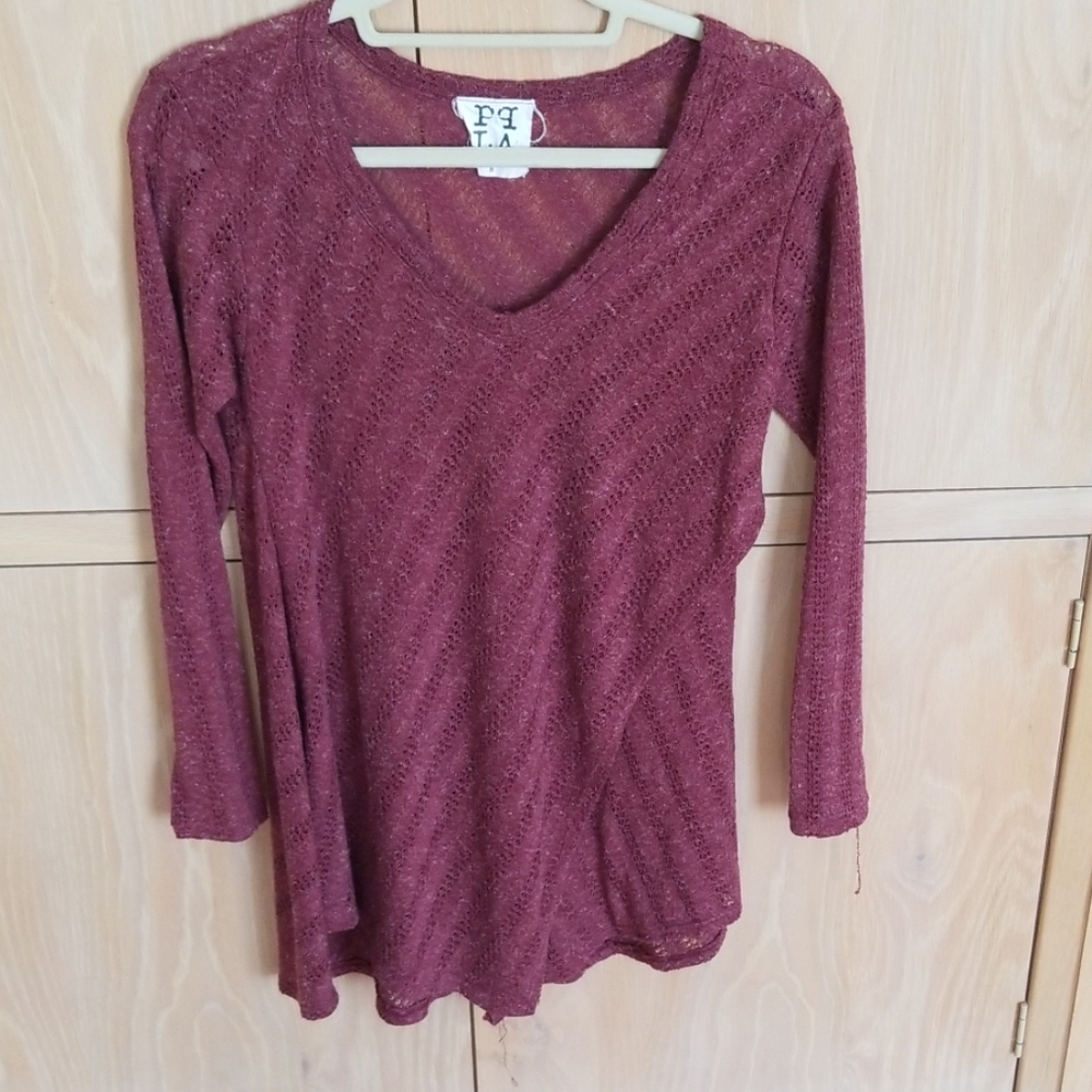 PPLA Burgandy long sleeve sweater Size S